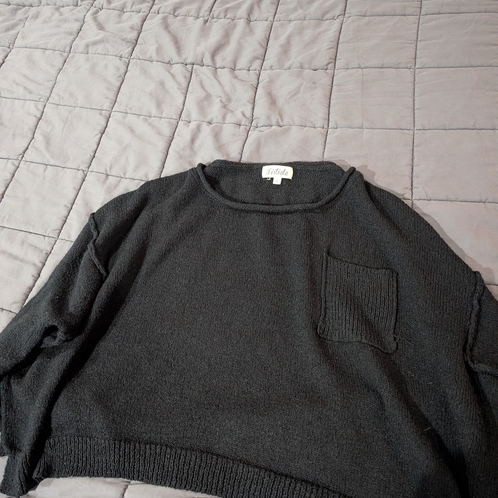 Listicle Black Off-the-Shoulder Sweater